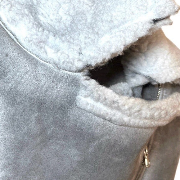 Grey Faux Shearling Sherpa Fleece Vest Asymmetrical Zipper Size Small by Nicole - Picture 8 of 16